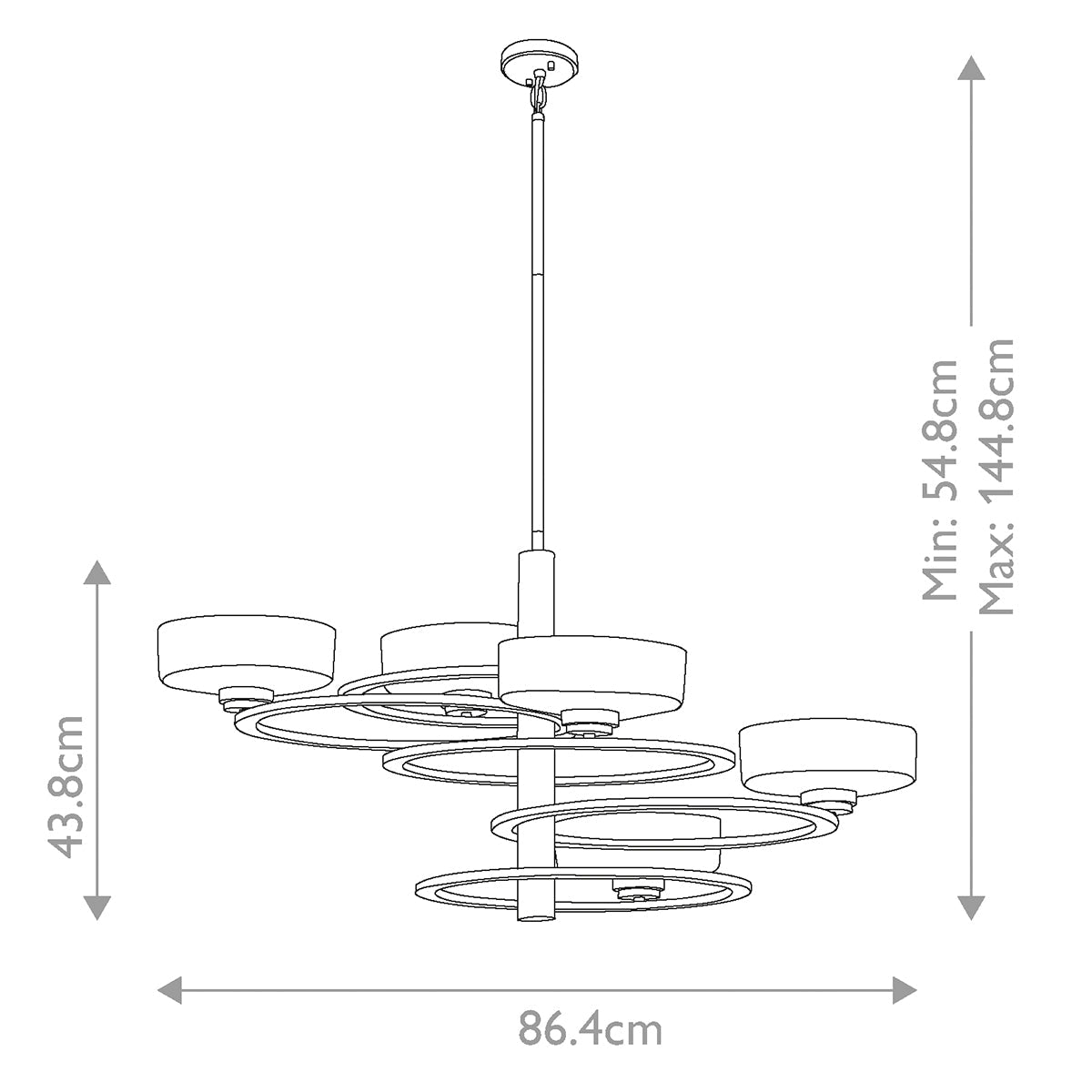Kichler Aleeka Kronleuchter Zinn – Massskizze