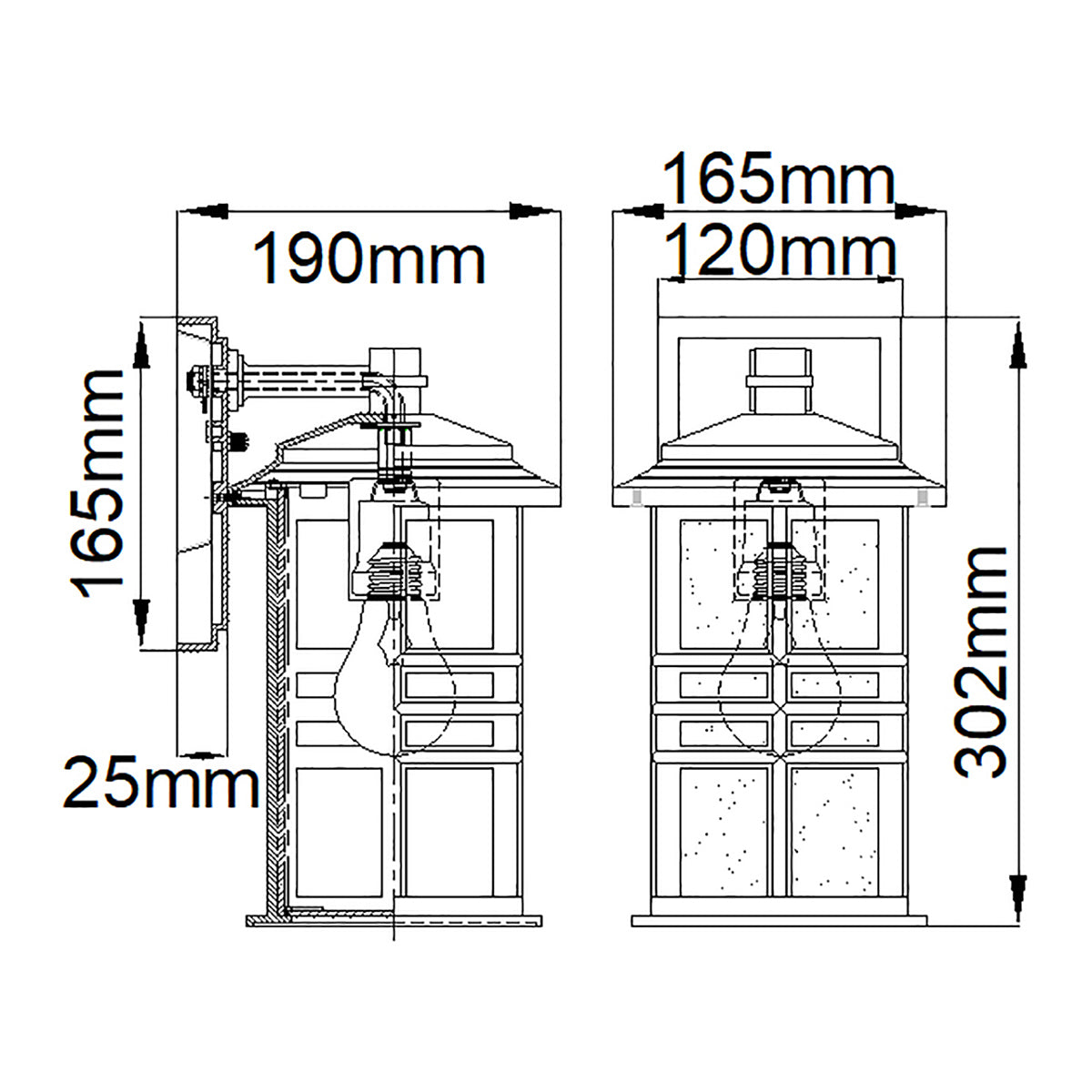 Kichler Beacon Außenleuchte Weiß – Massskizze