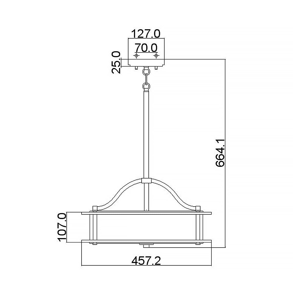 Kichler Emory Pendelleuchte Bronze – Massskizze