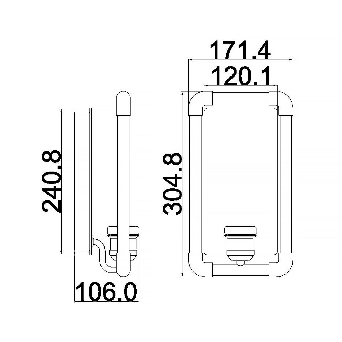 Kichler Imahn Wandleuchte Schwarz, Messing – Massskizze
