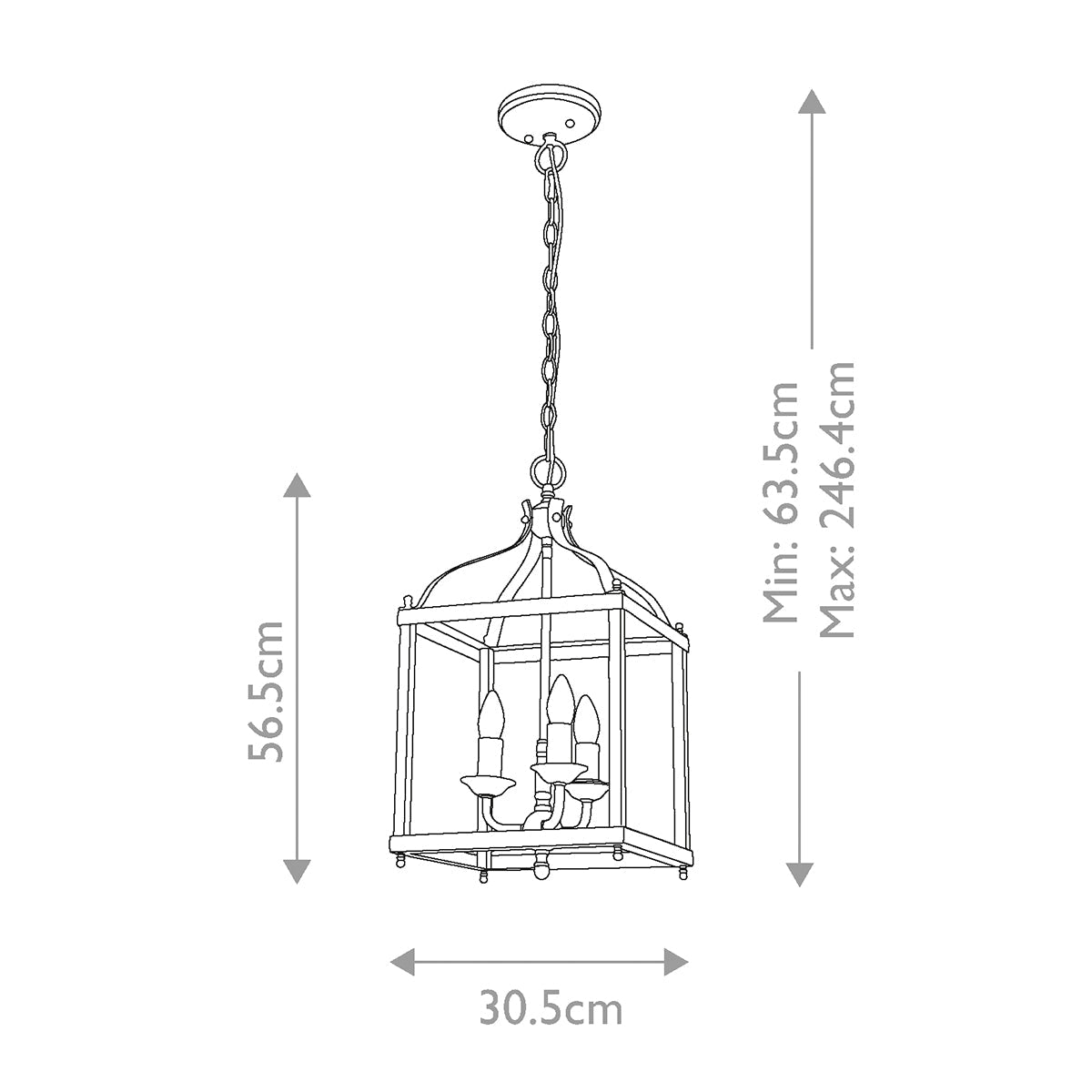 Kichler Larkin Pendelleuchte Nickel – Massskizze