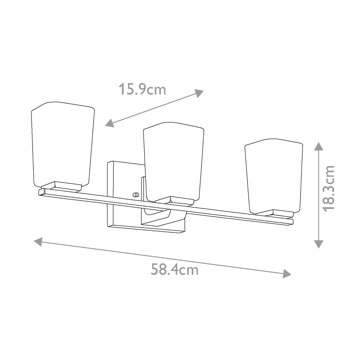 Kichler Roehm Wandleuchte Chrom – Massskizze