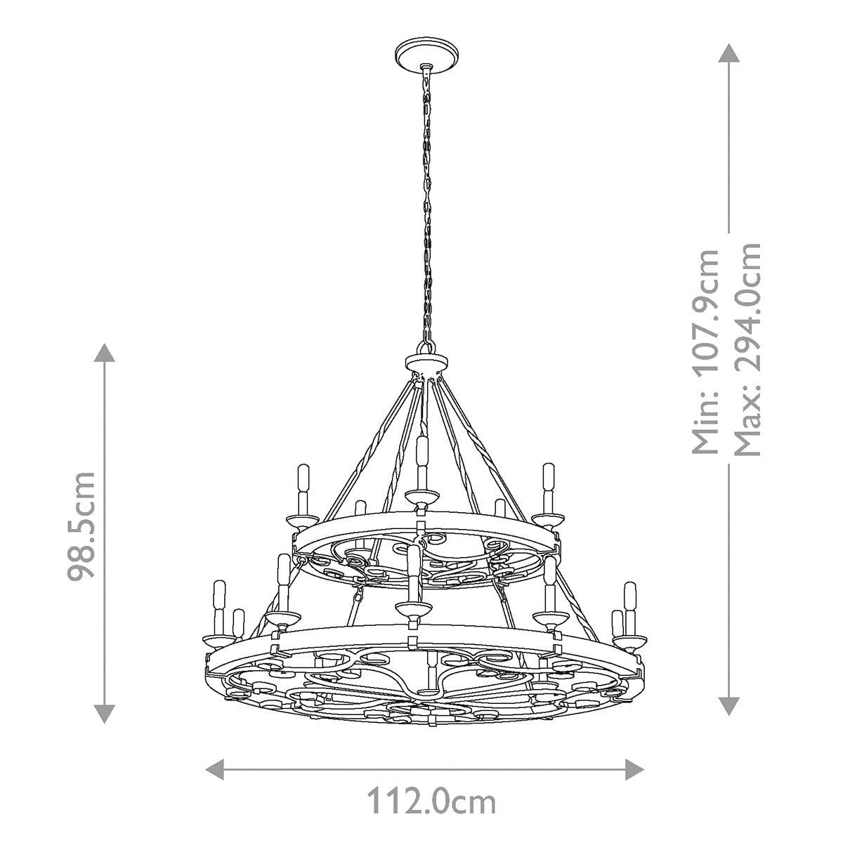 Kichler Taulbee Kronleuchter Zink – Massskizze
