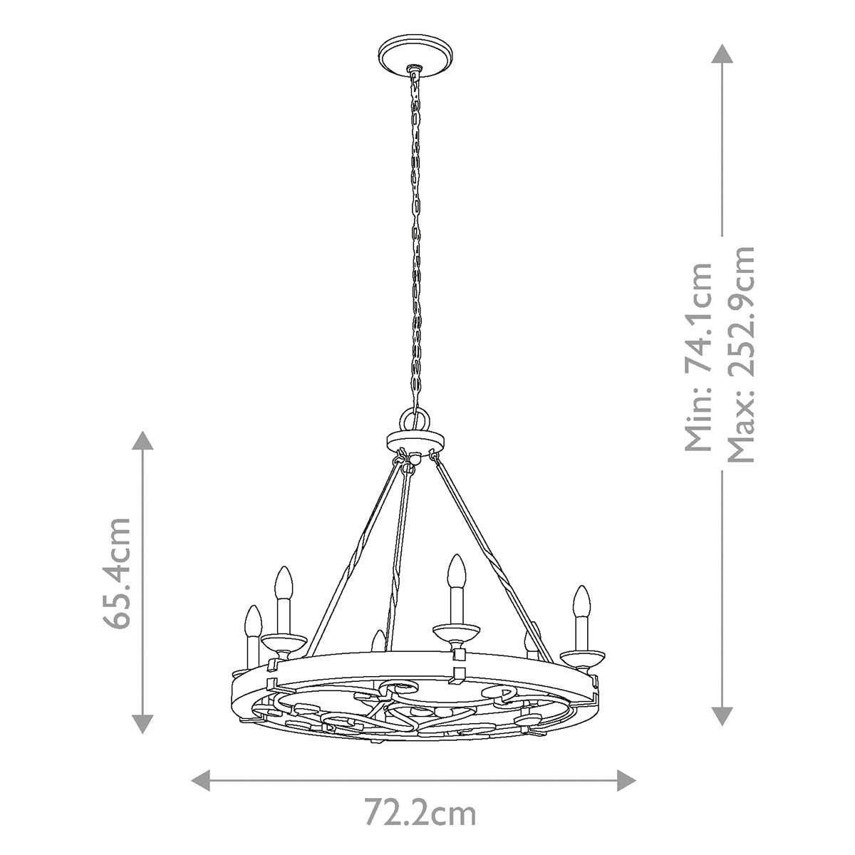 Kichler Taulbee Kronleuchter Zink – Massskizze