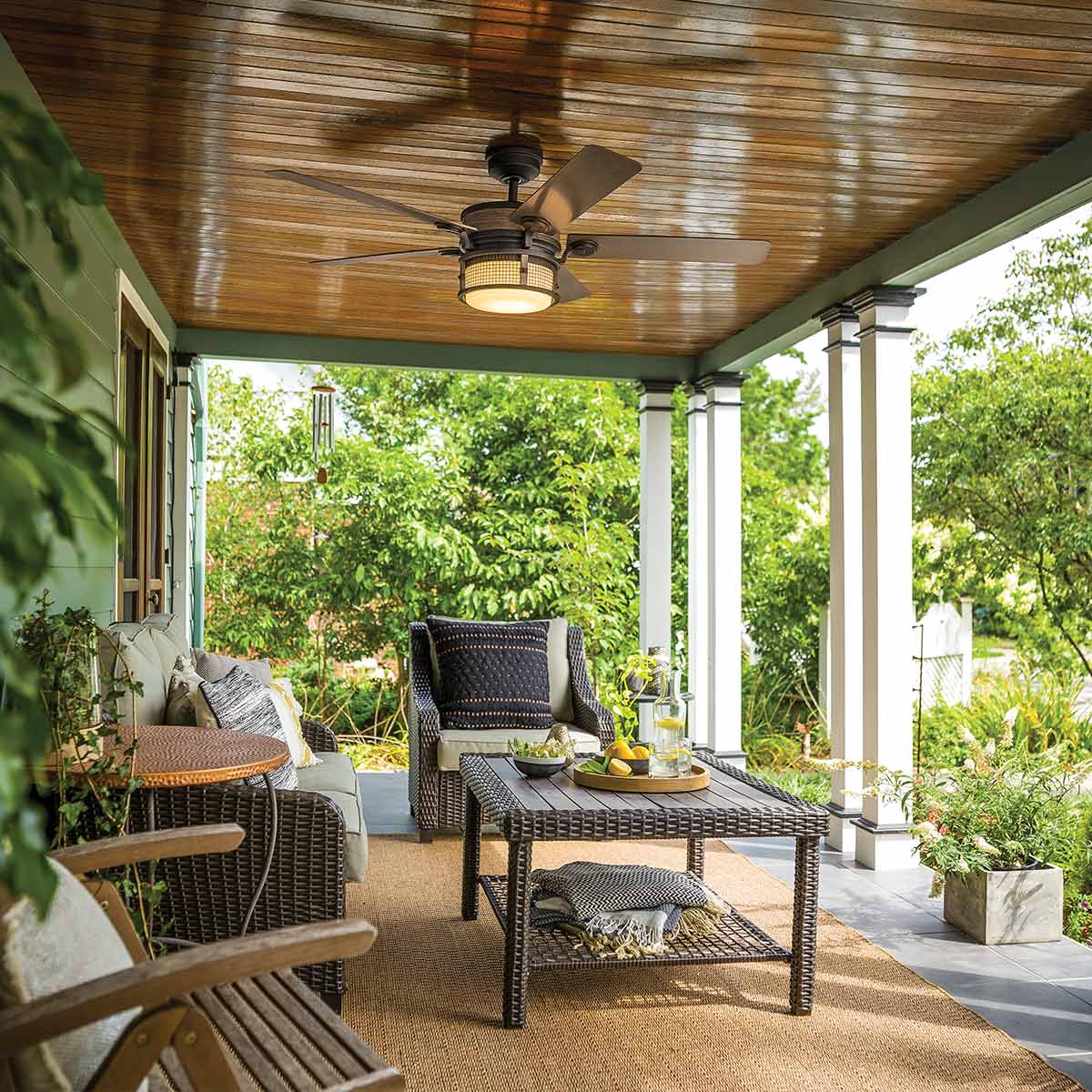 Deckenventilator 'Ahrendale', Ø 15.2 cm, Amboss-Eisen, LED – Dimmbar