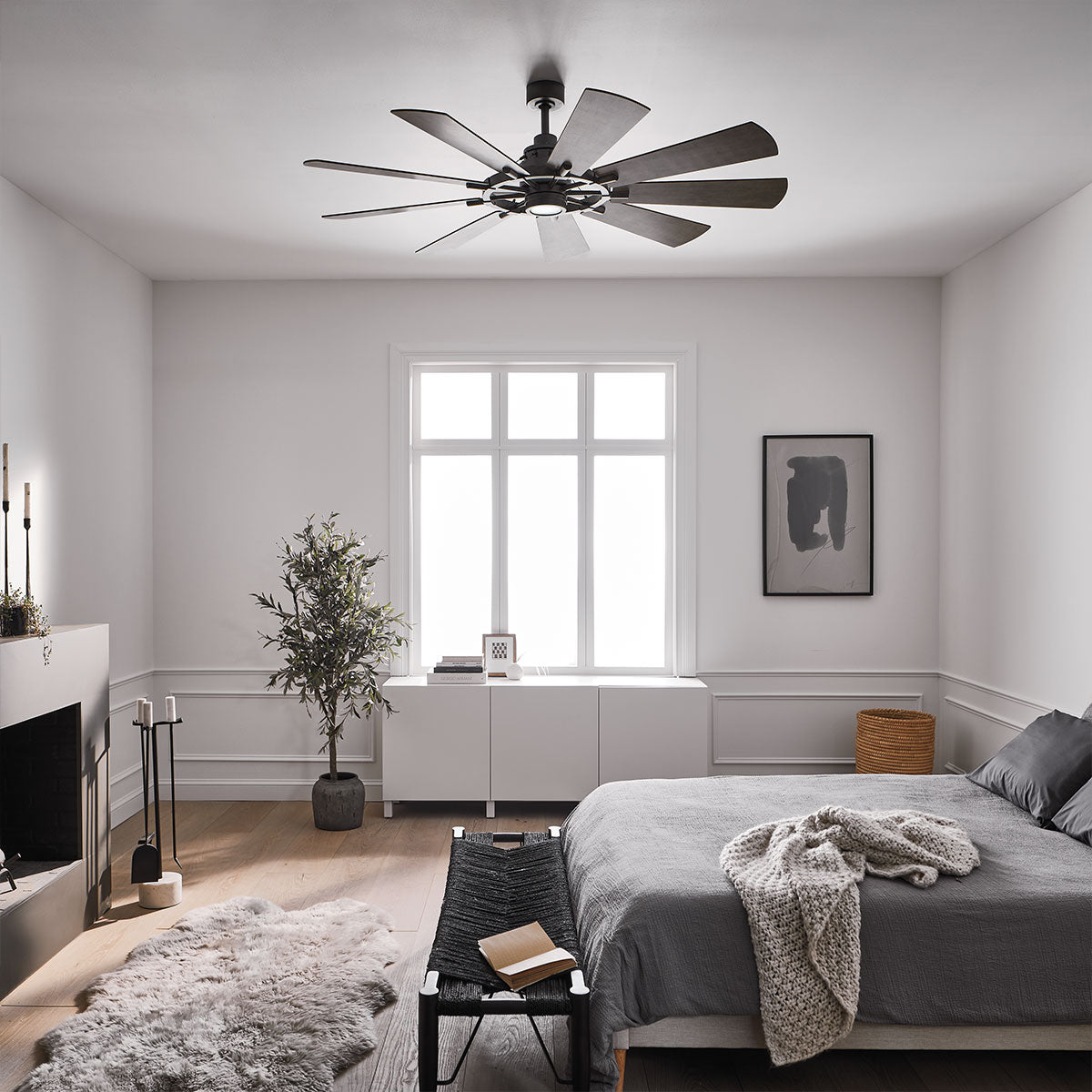 Deckenventilator 'Gentry', Ø 16.5 cm, Verwittertes Zink – Wintermodus