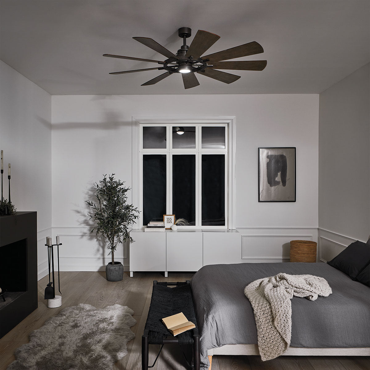Deckenventilator 'Gentry', Ø 16.5 cm, Verwittertes Zink – Wintermodus