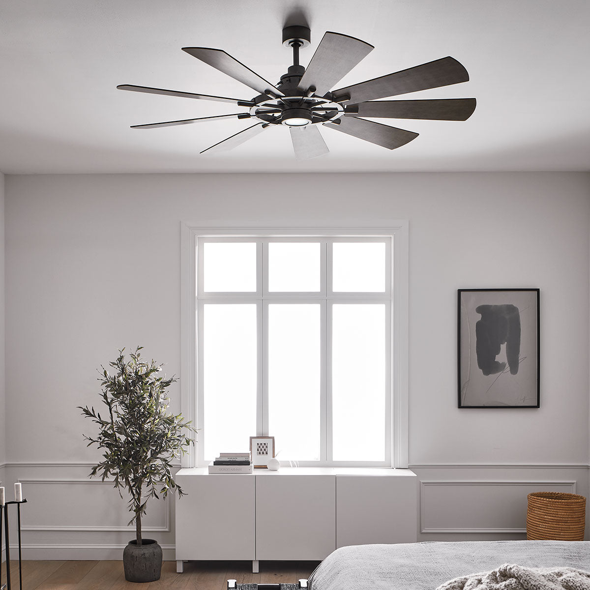Deckenventilator 'Gentry', Ø 16.5 cm, Verwittertes Zink – Wintermodus