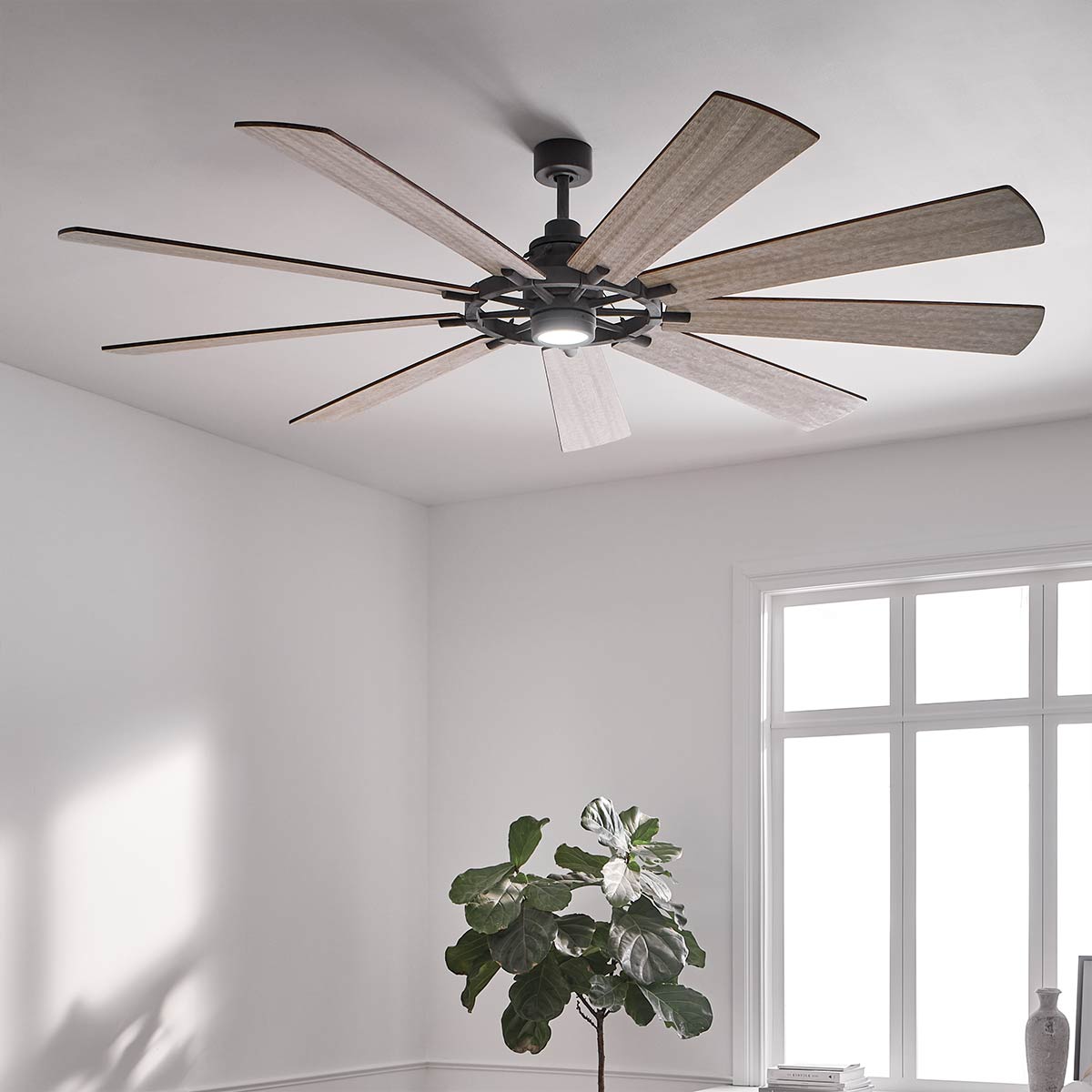 Deckenventilator, Ø 21.6 cm, Verwittertes Zink – Wintermodus