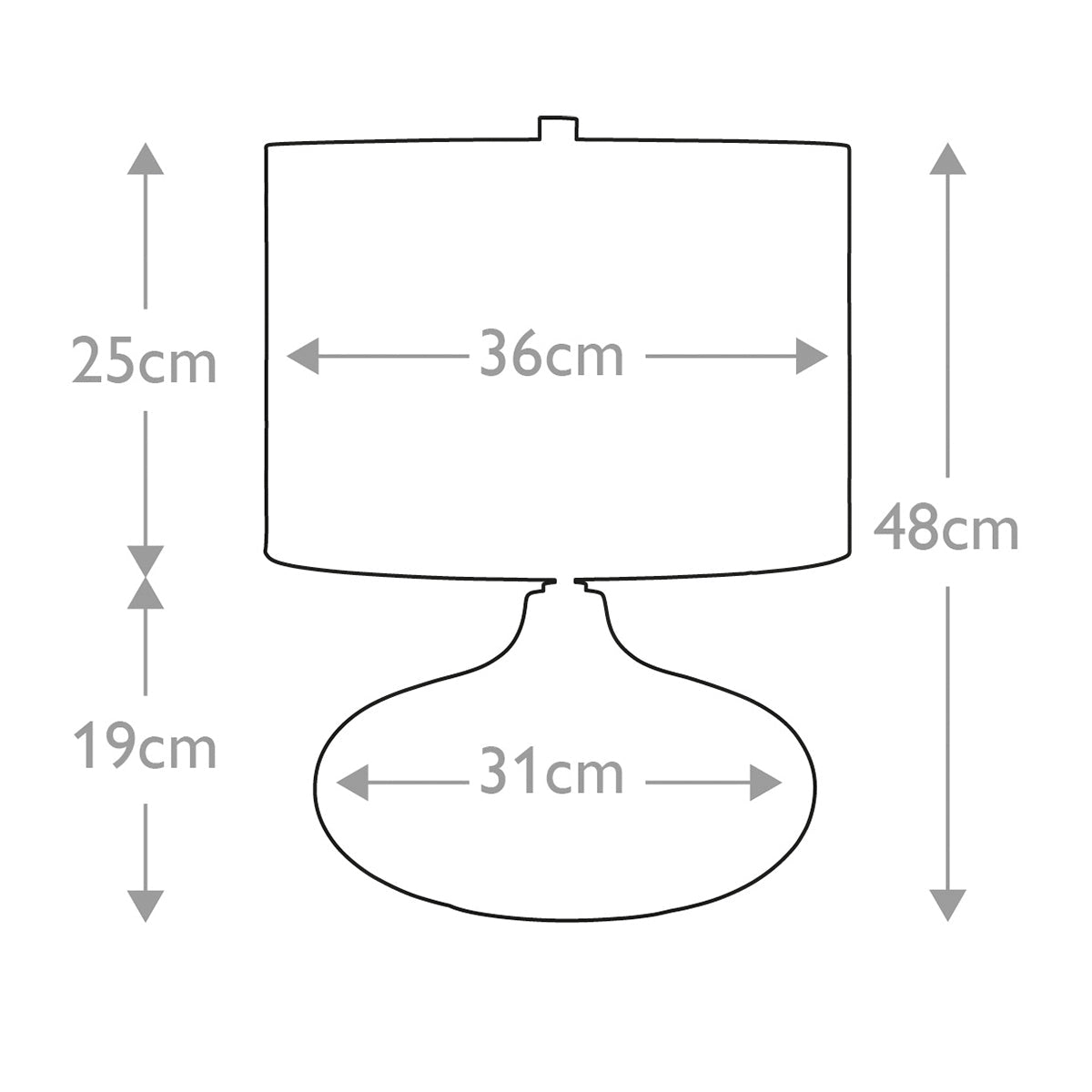 Elstead Laguna Tischlampe Graphit – Massskizze