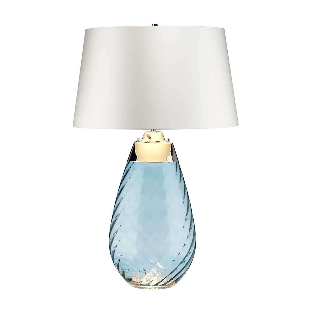 Elstead Lena Tischlampe Blue-tinted Glass / Off-White Shade – Wohnambiente