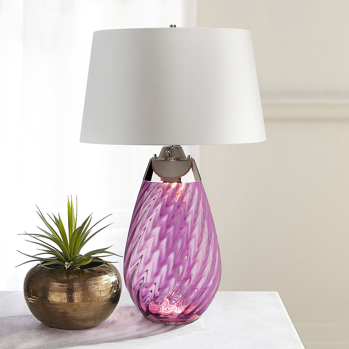 Elstead Lena Tischlampe Plum-tinted Glass / Off-White Shade – Detailansicht 3