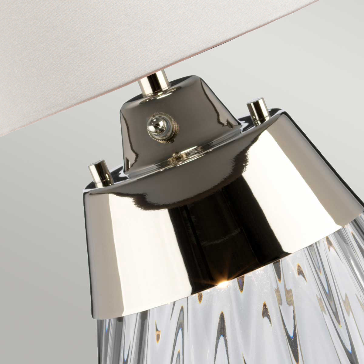 Elstead Lena Tischlampe Smoke-tinted Glass / Off-White Shade – Wohnambiente