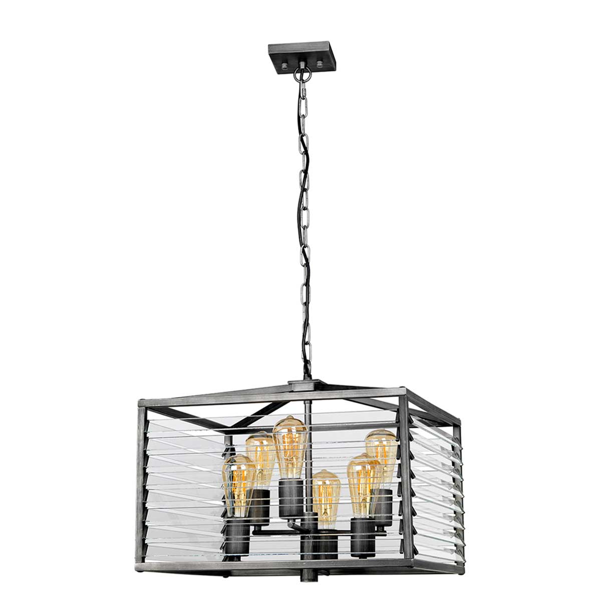Elstead Louvre Pendelleuchte Gunmetal – Wohnambiente
