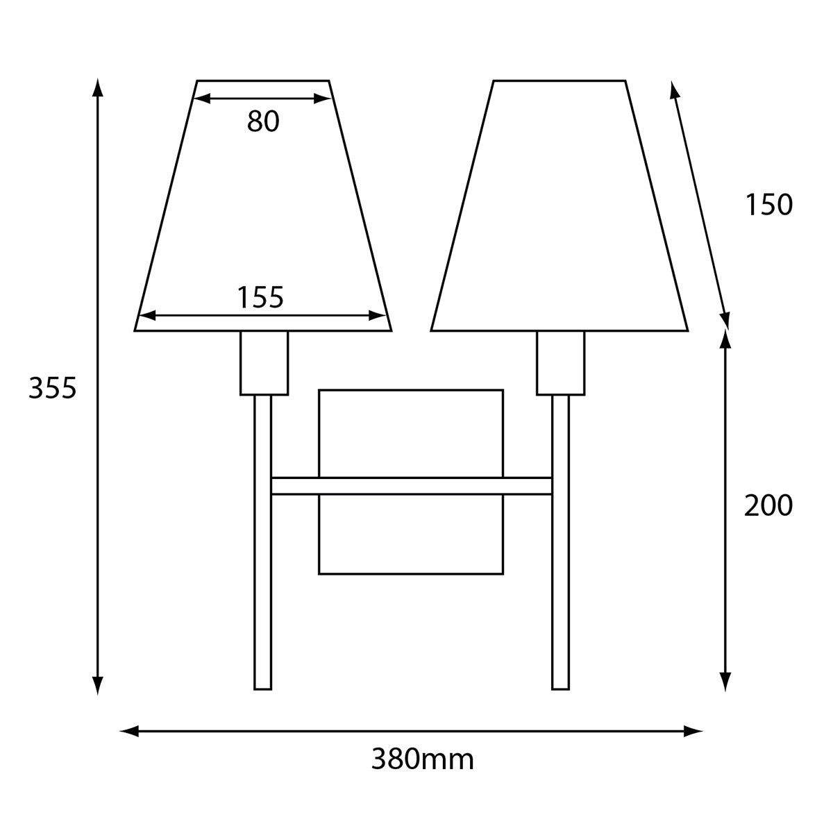 Elstead Lucerne Wandleuchte Nickel, Grau – Massskizze