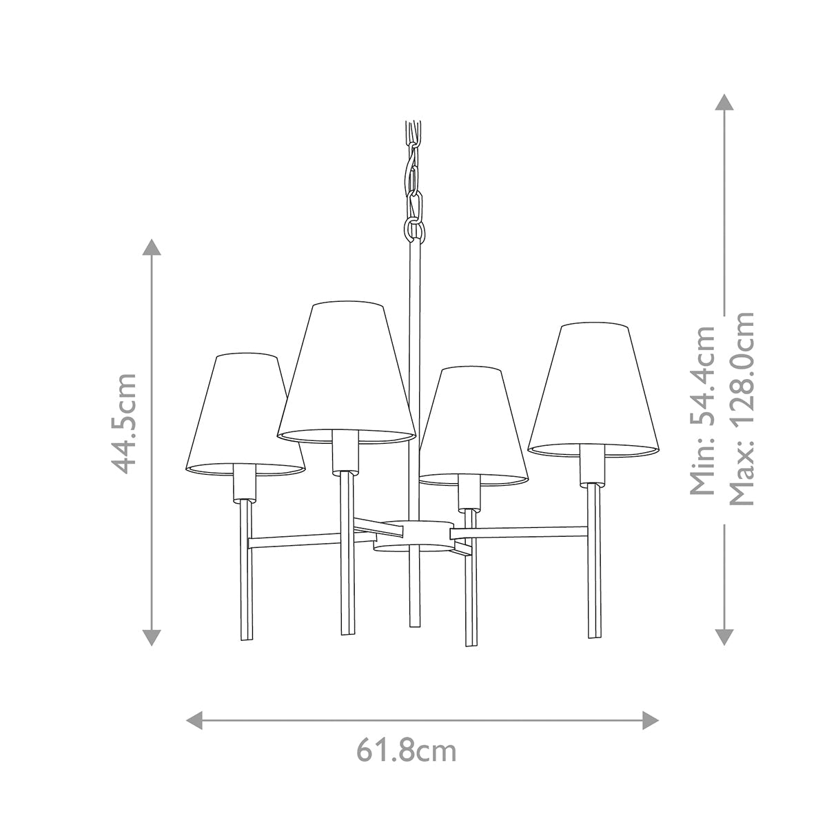 Elstead Lucerne Kronleuchter Nickel, Grau – Massskizze