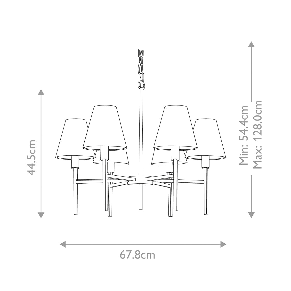 Elstead Lucerne Kronleuchter Nickel, Grau – Massskizze