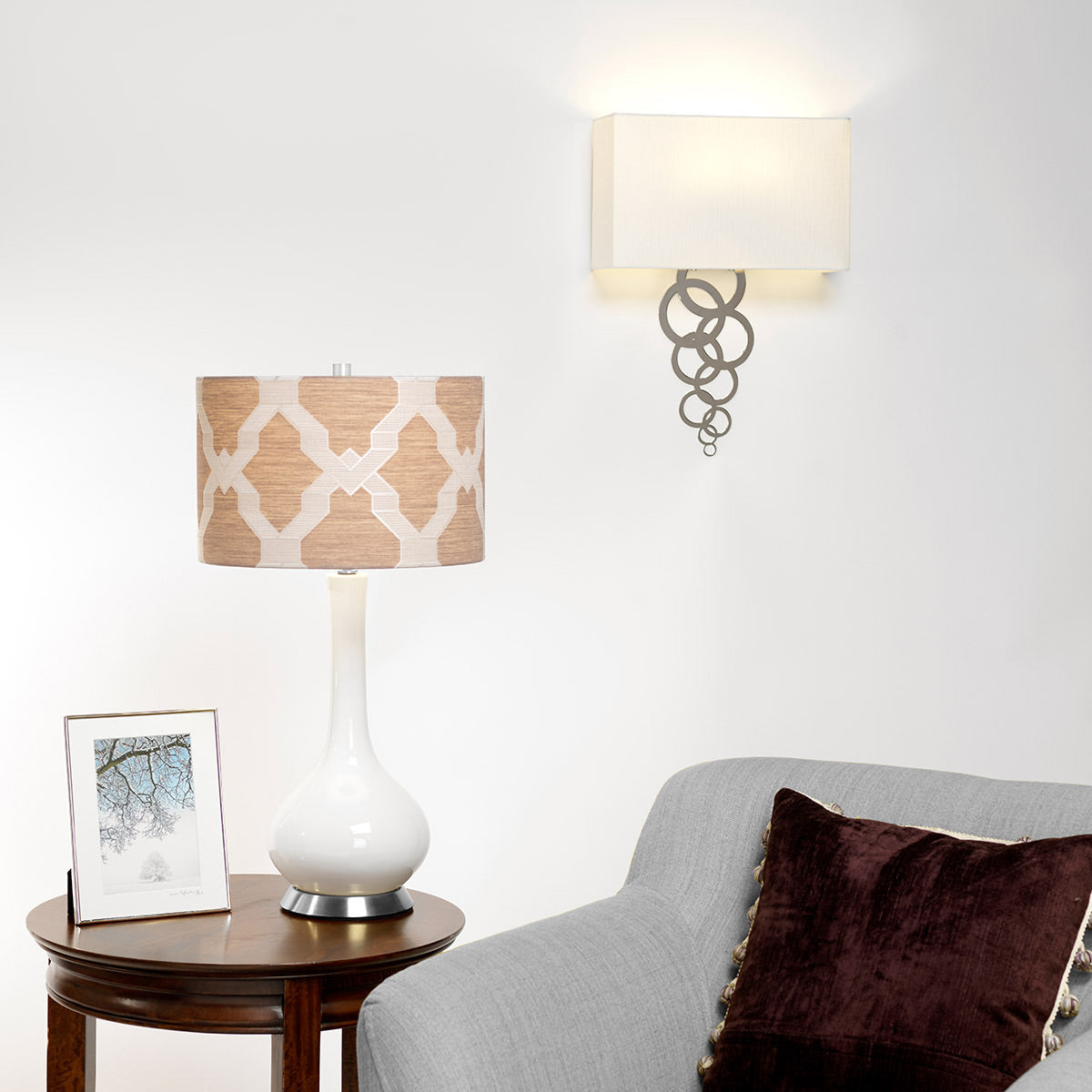 Elstead Milo Tischlampe Nickel, Weiß – Detailansicht 4