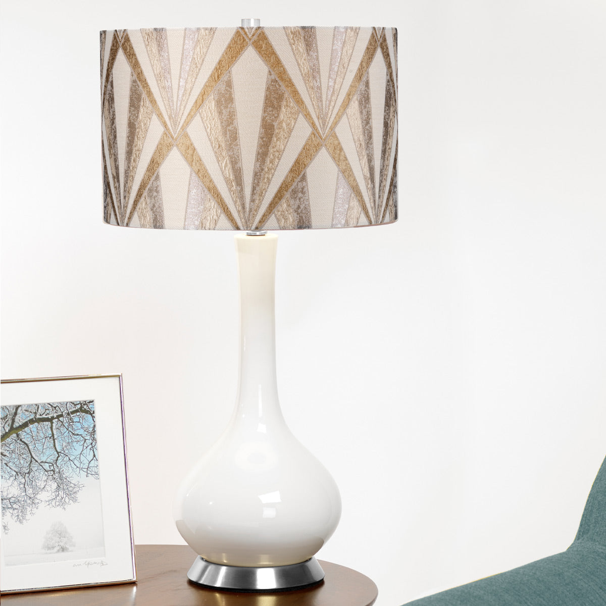Tischlampe 'Milo', Ø 36.0 cm, Poliertes Nickel, E27 – Dimmbar