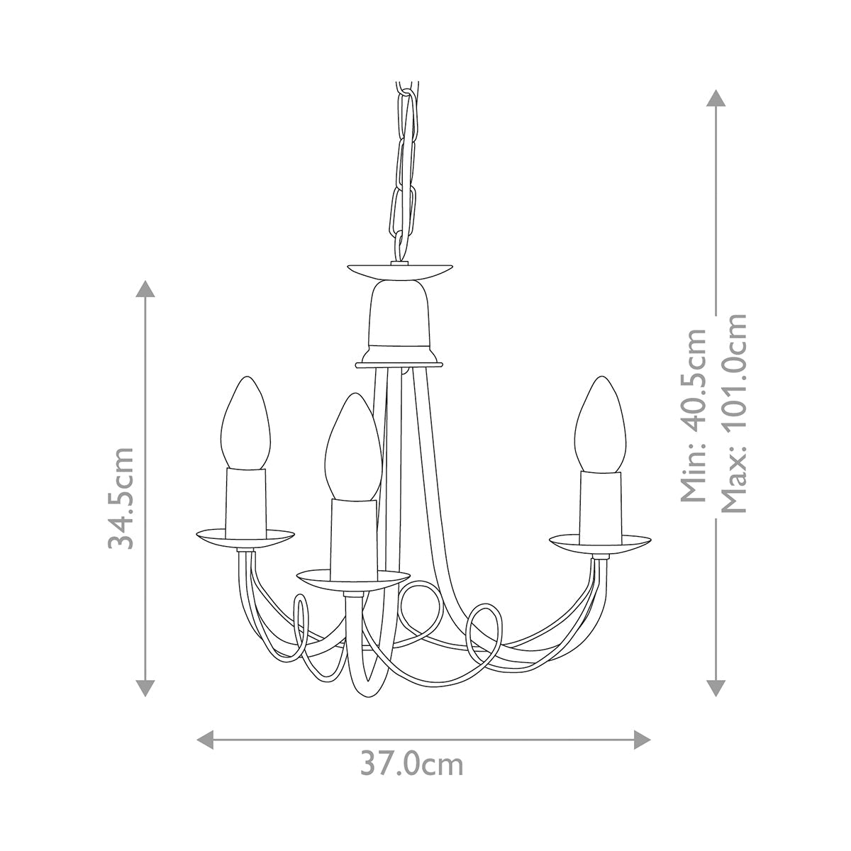 Elstead Minster Kronleuchter Schwarz, Gold – Massskizze