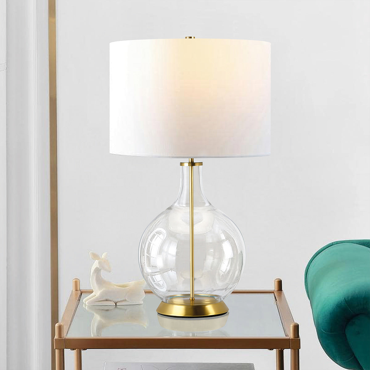Elstead Orb Tischlampe Messing, Weiß – Detailansicht 4