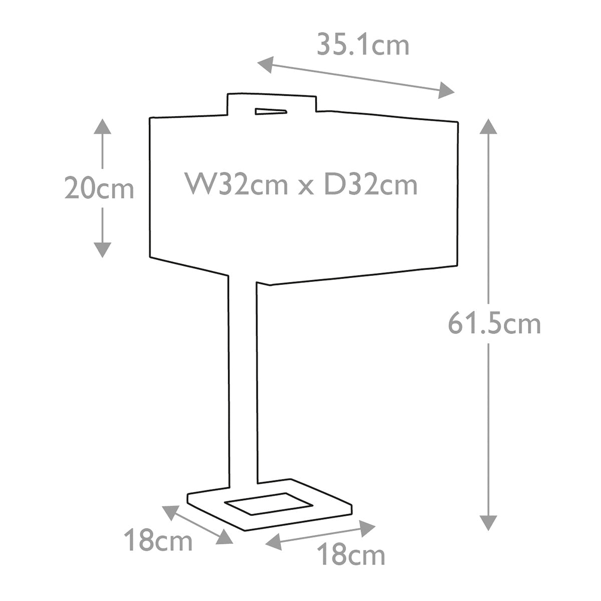 Elstead Plein Tischlampe Braun, Gold – Massskizze