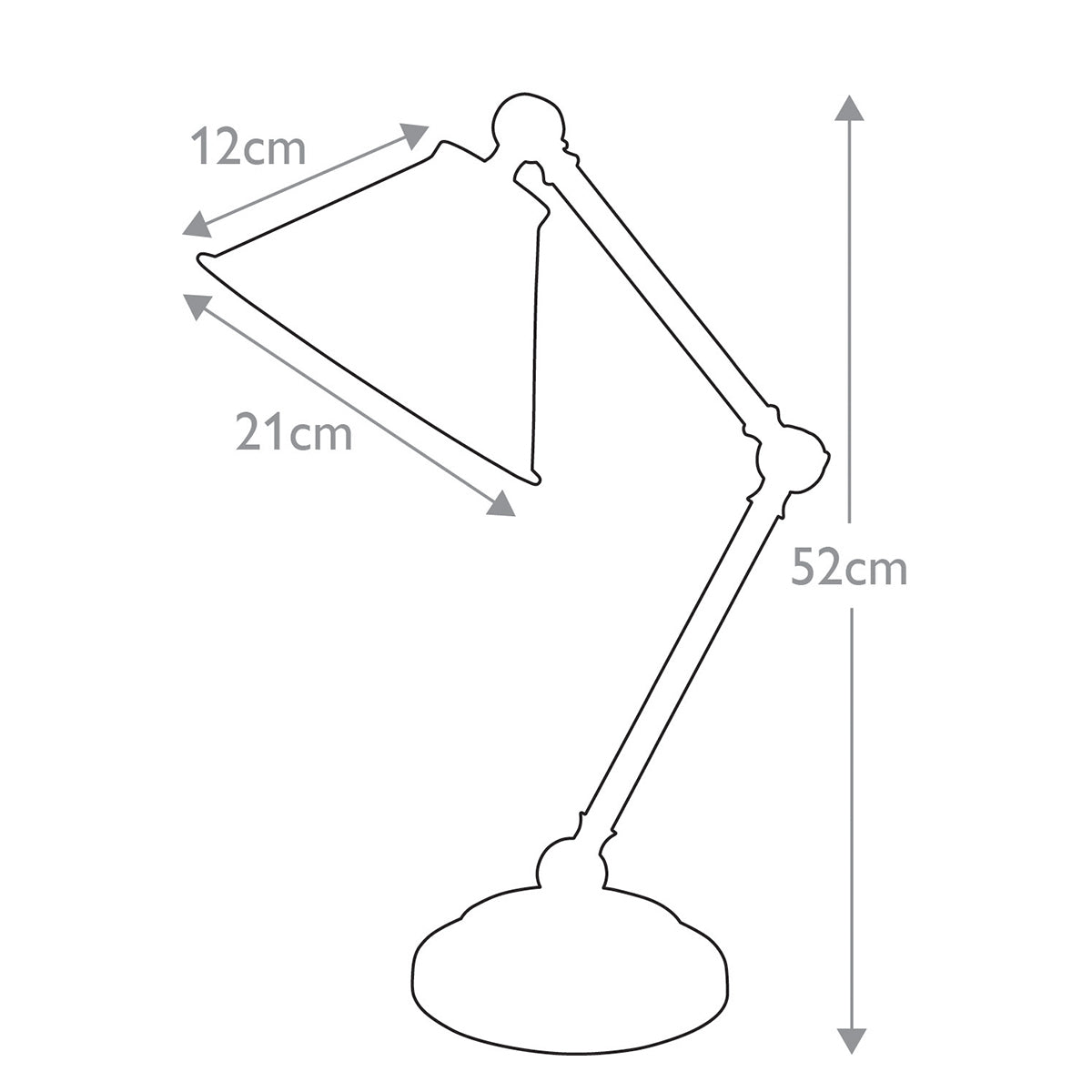 Elstead Provence Tischlampe Schwarz, Messing – Massskizze