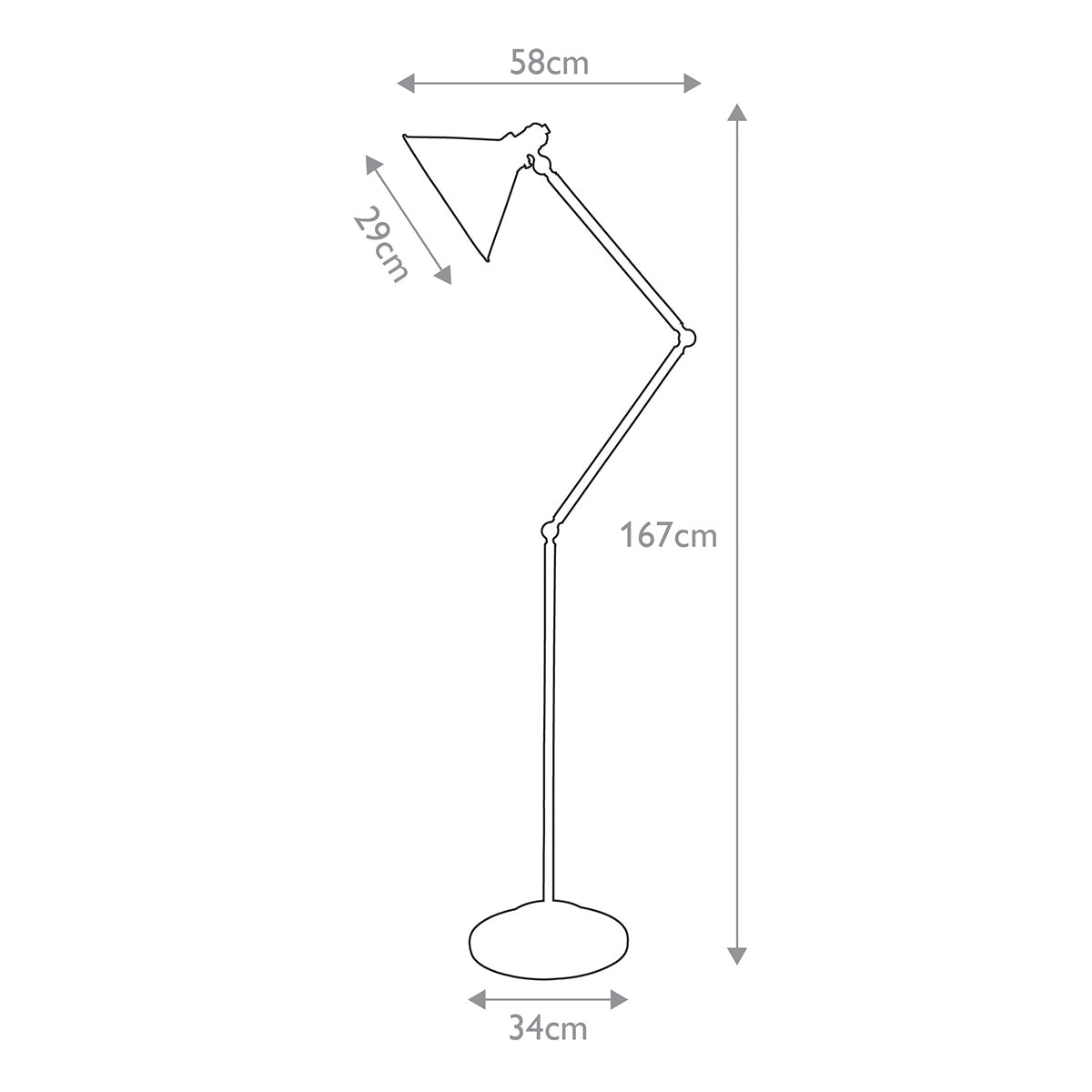 Elstead Provence Stehleuchte Nickel – Massskizze
