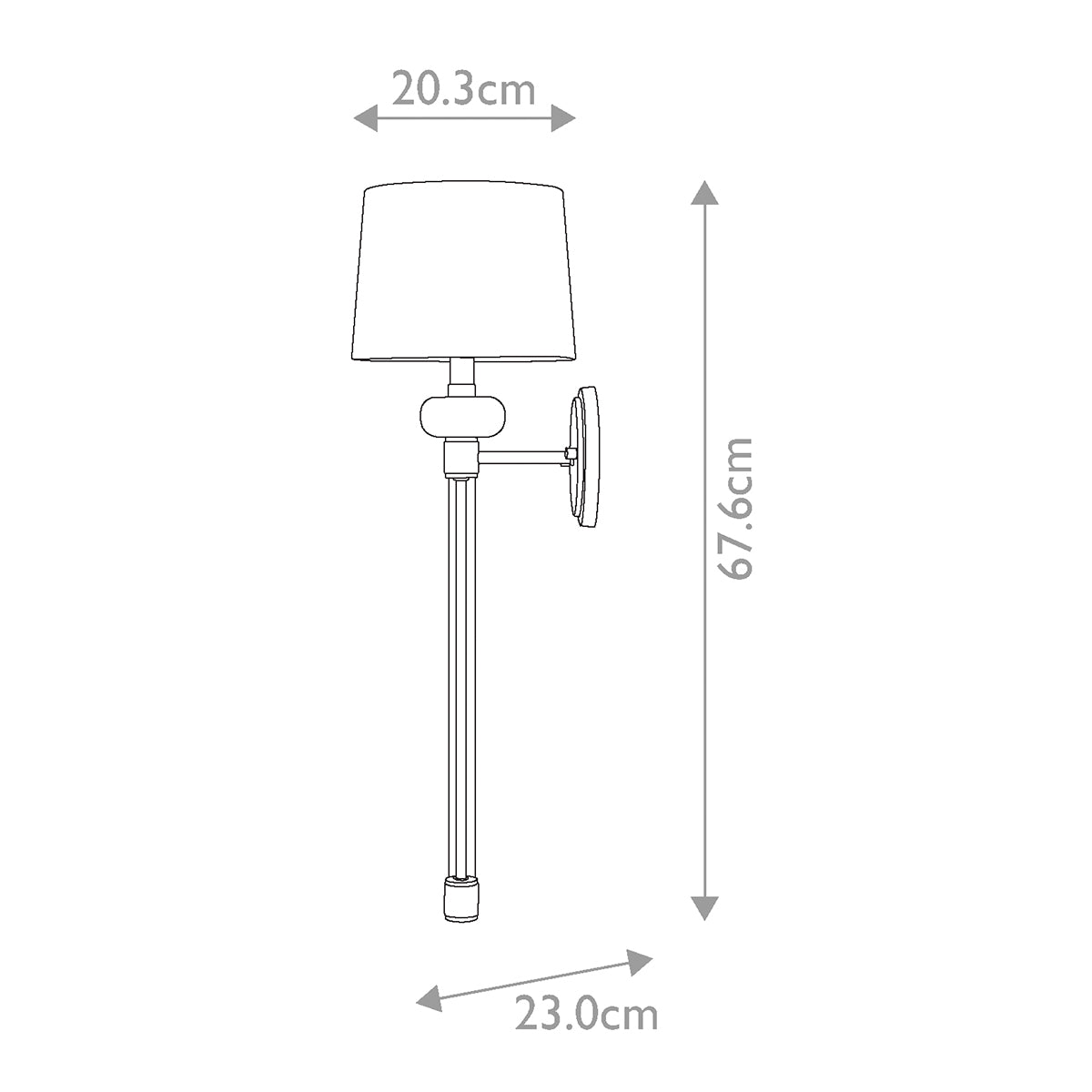 Quoizel Barbour Wandleuchte Nickel – Massskizze