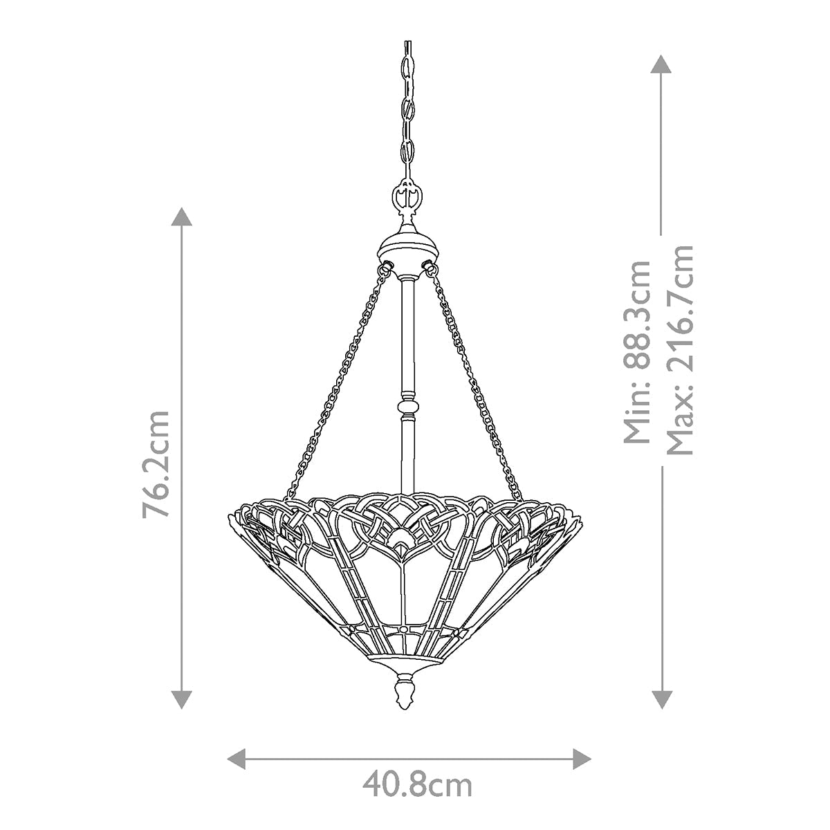 Quoizel Cambridge Pendelleuchte Bronze – Massskizze
