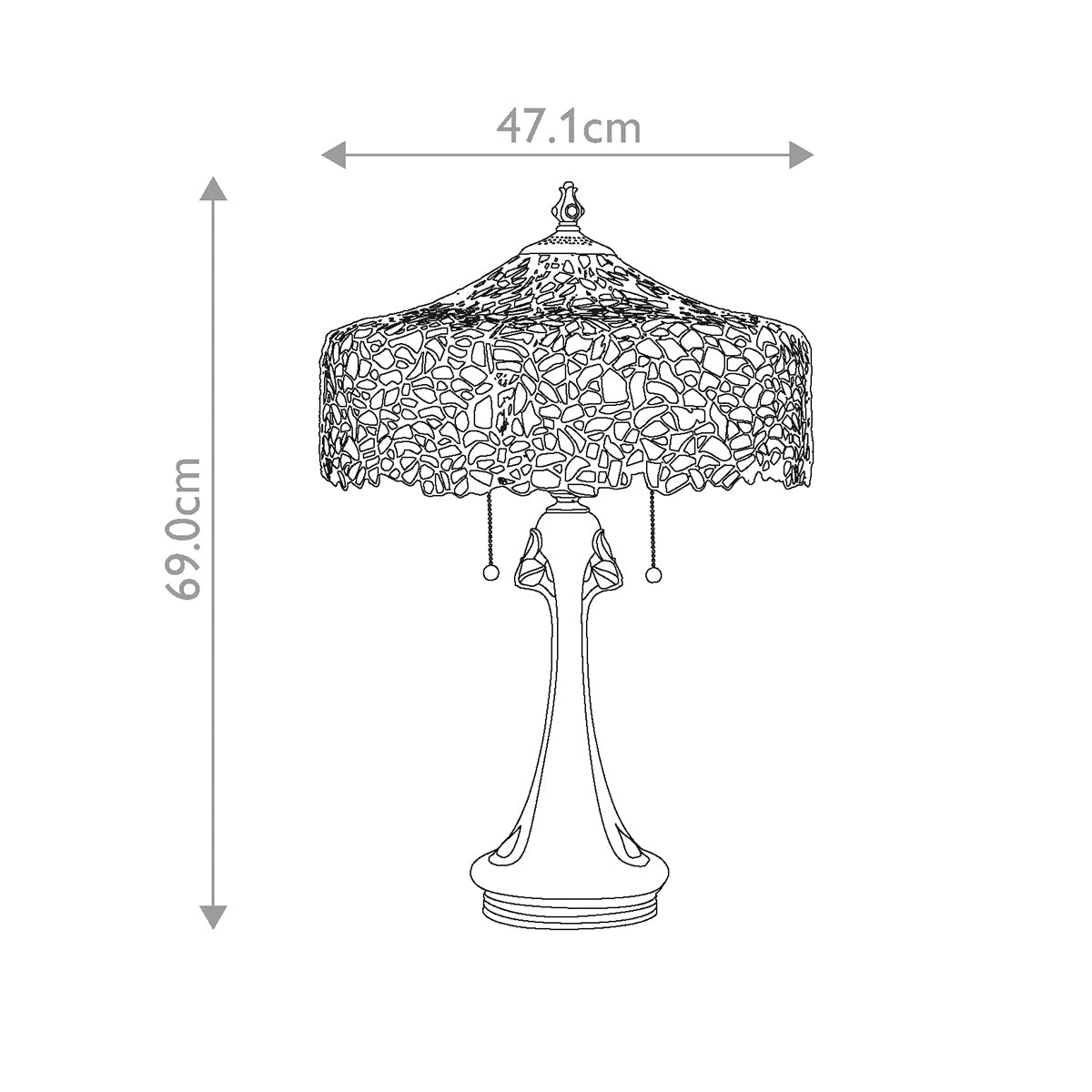 Quoizel Cobalt Tischlampe Bronze – Massskizze