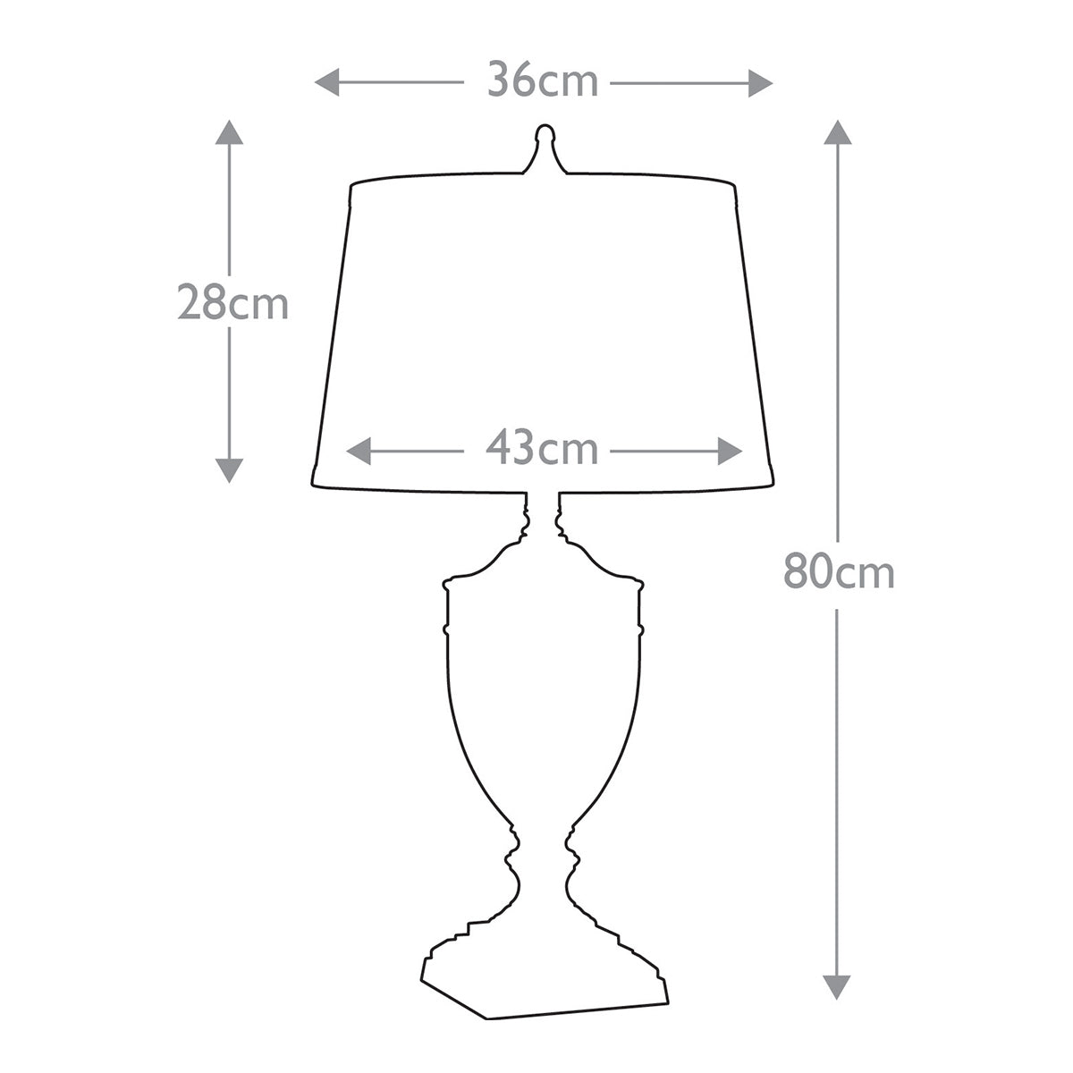 Quoizel Dennison Tischlampe Bronze – Massskizze