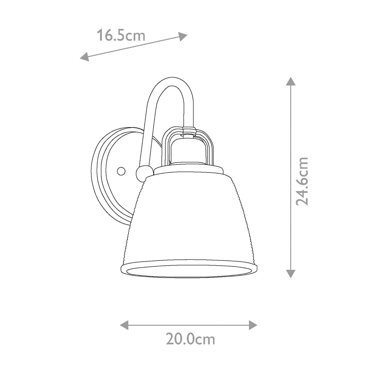 Quoizel Dublin Wandleuchte Chrom – Massskizze