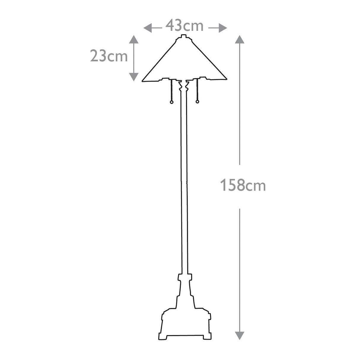 Quoizel Inglenook Stehleuchte Bronze – Massskizze