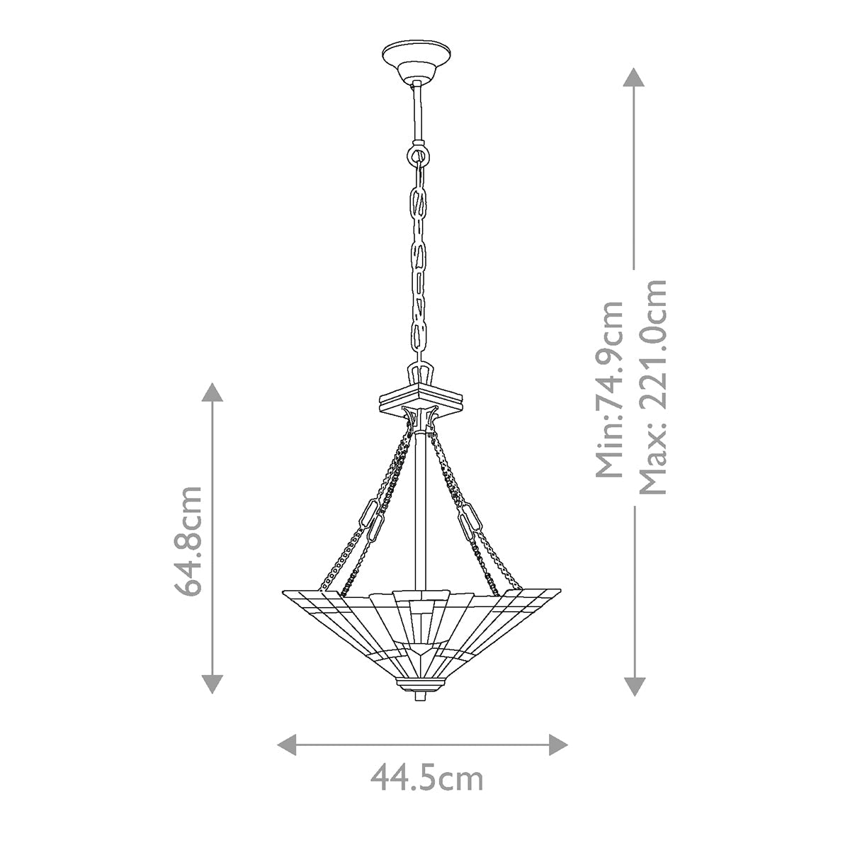 Quoizel Inglenook Pendelleuchte Bronze – Massskizze