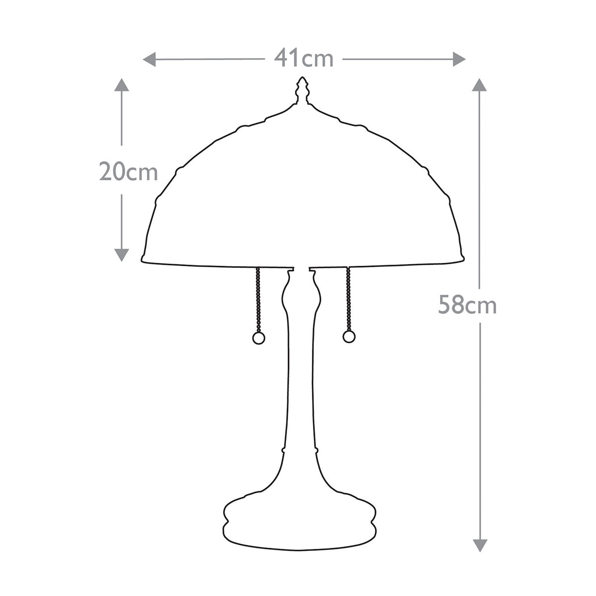 Quoizel Kami Tischlampe Bronze – Massskizze