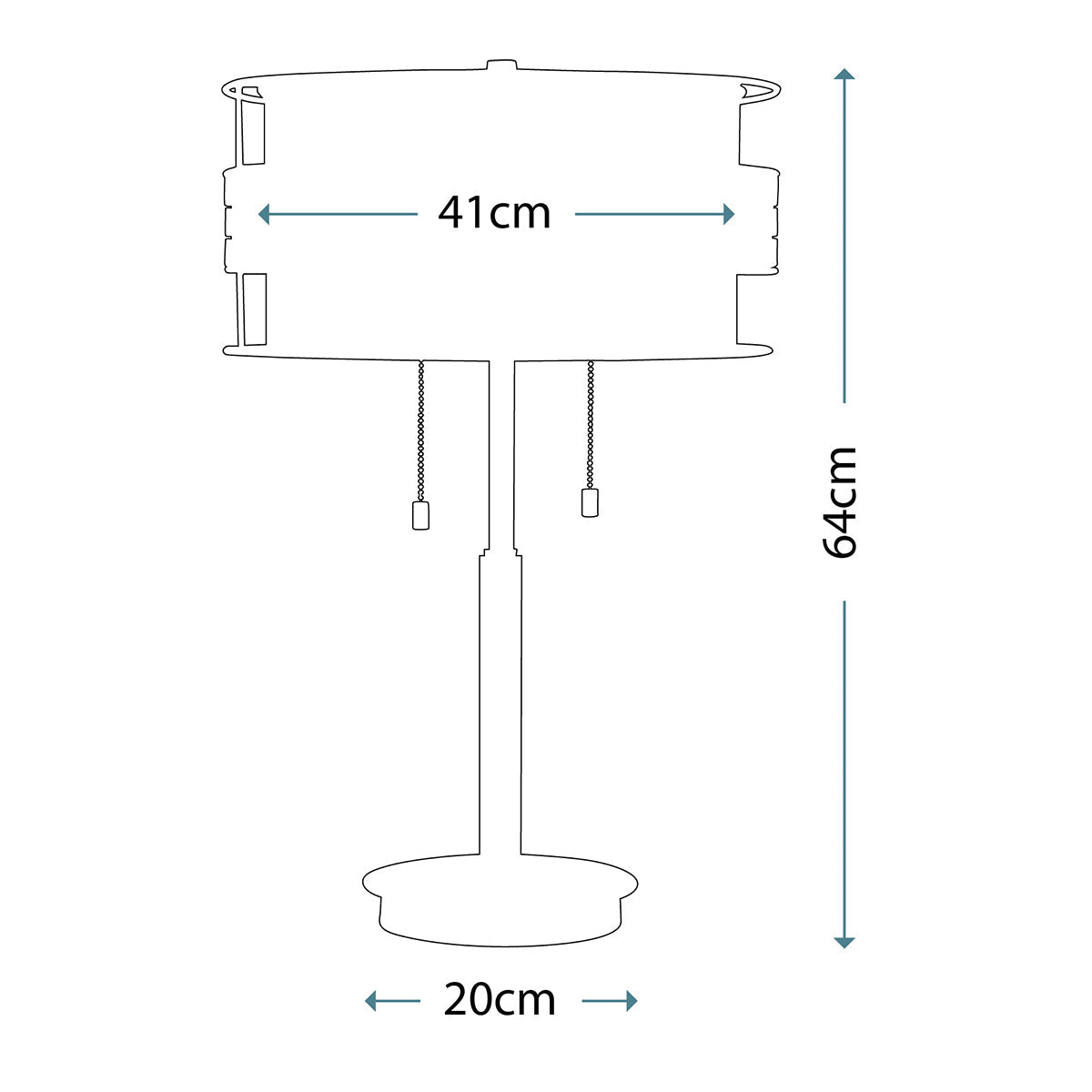 Quoizel Laguna Tischlampe Kupfer – Massskizze