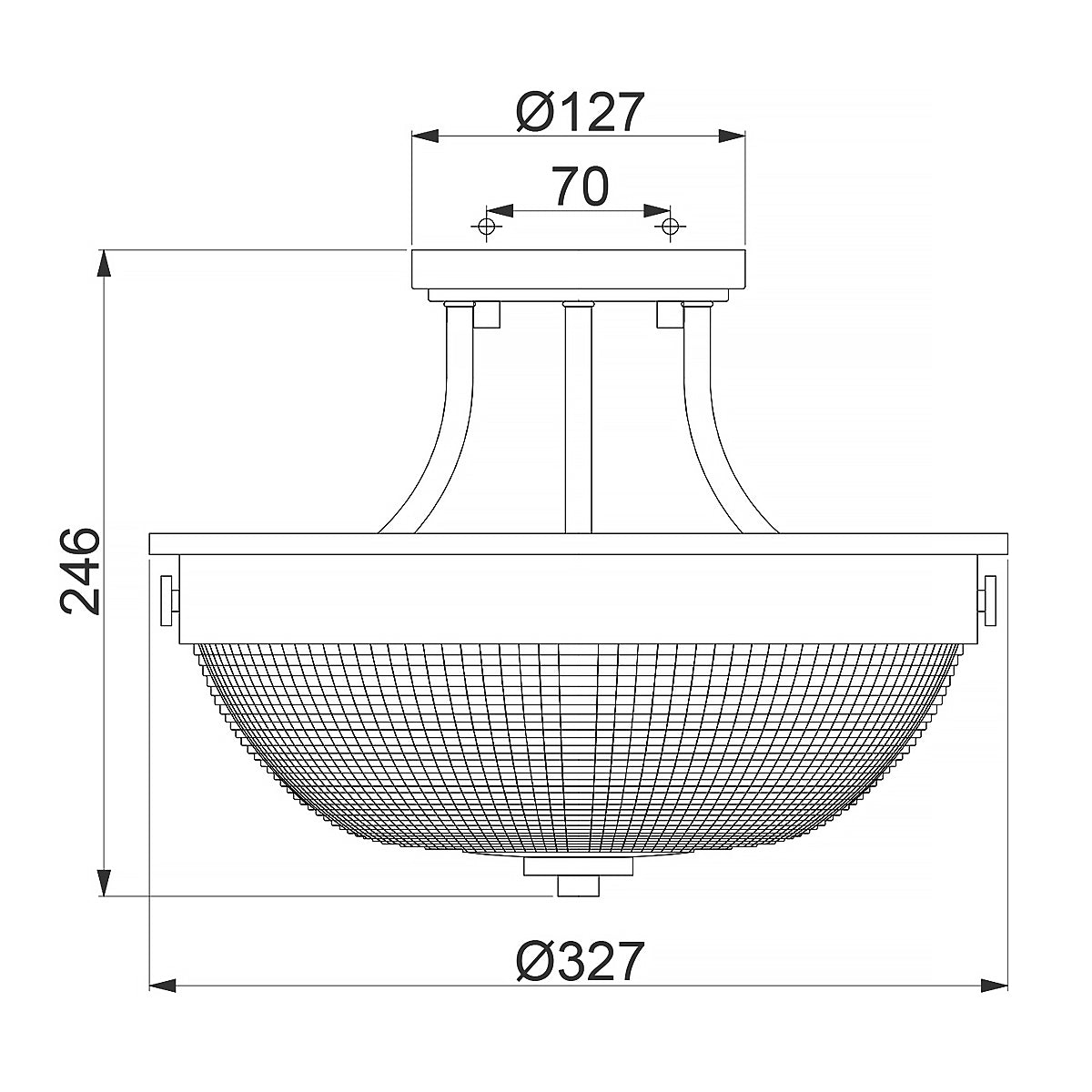 Quoizel Mantle Deckenleuchte Messing – Massskizze