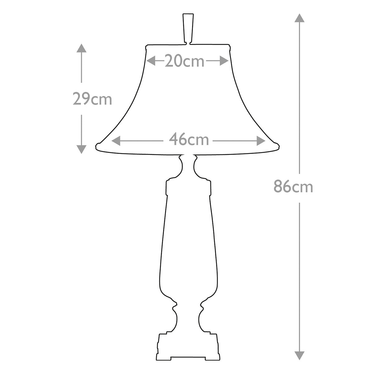 Quoizel Monteverde Tischlampe Grün, Messing – Massskizze