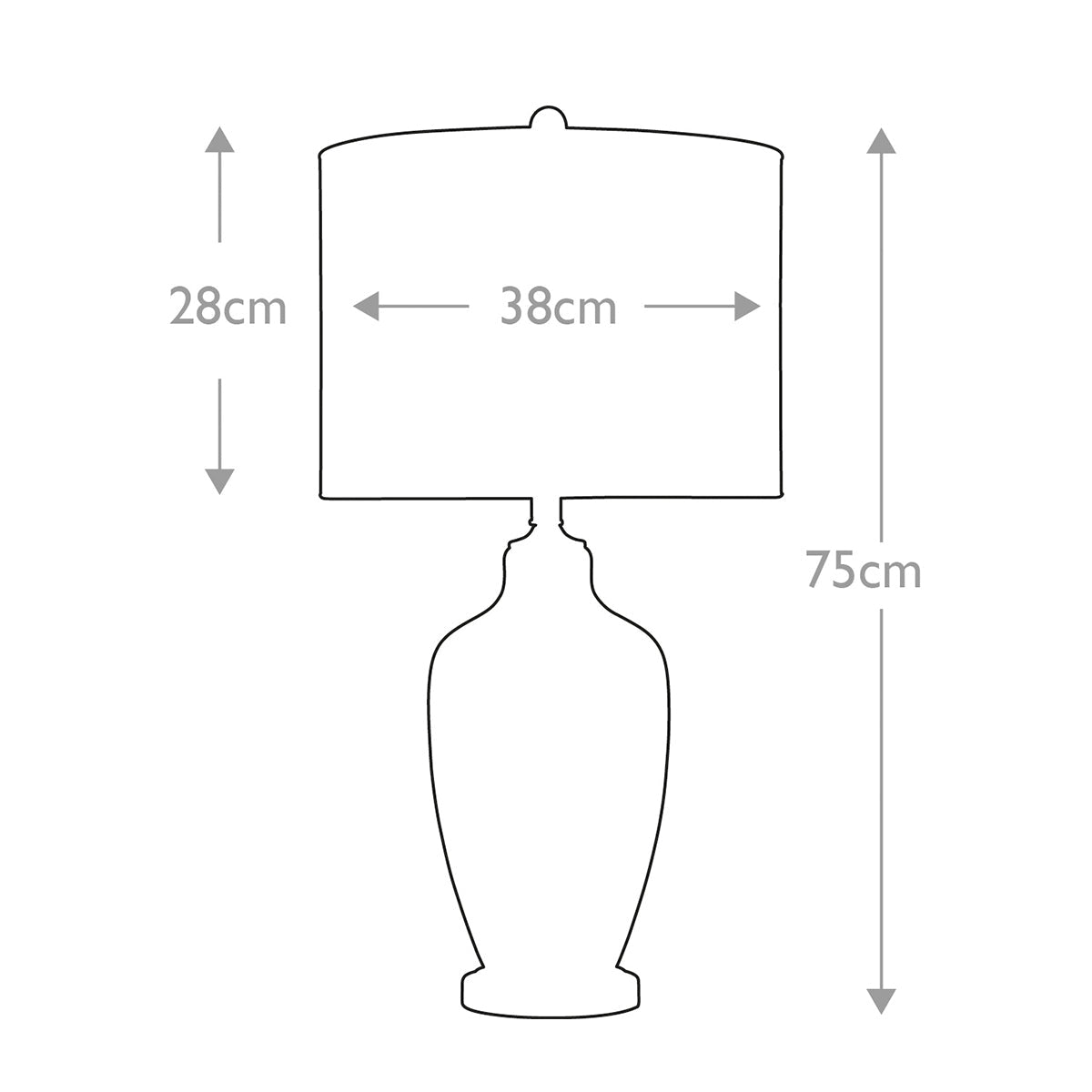 Quoizel Nicolls Tischlampe Mercury Glass – Massskizze