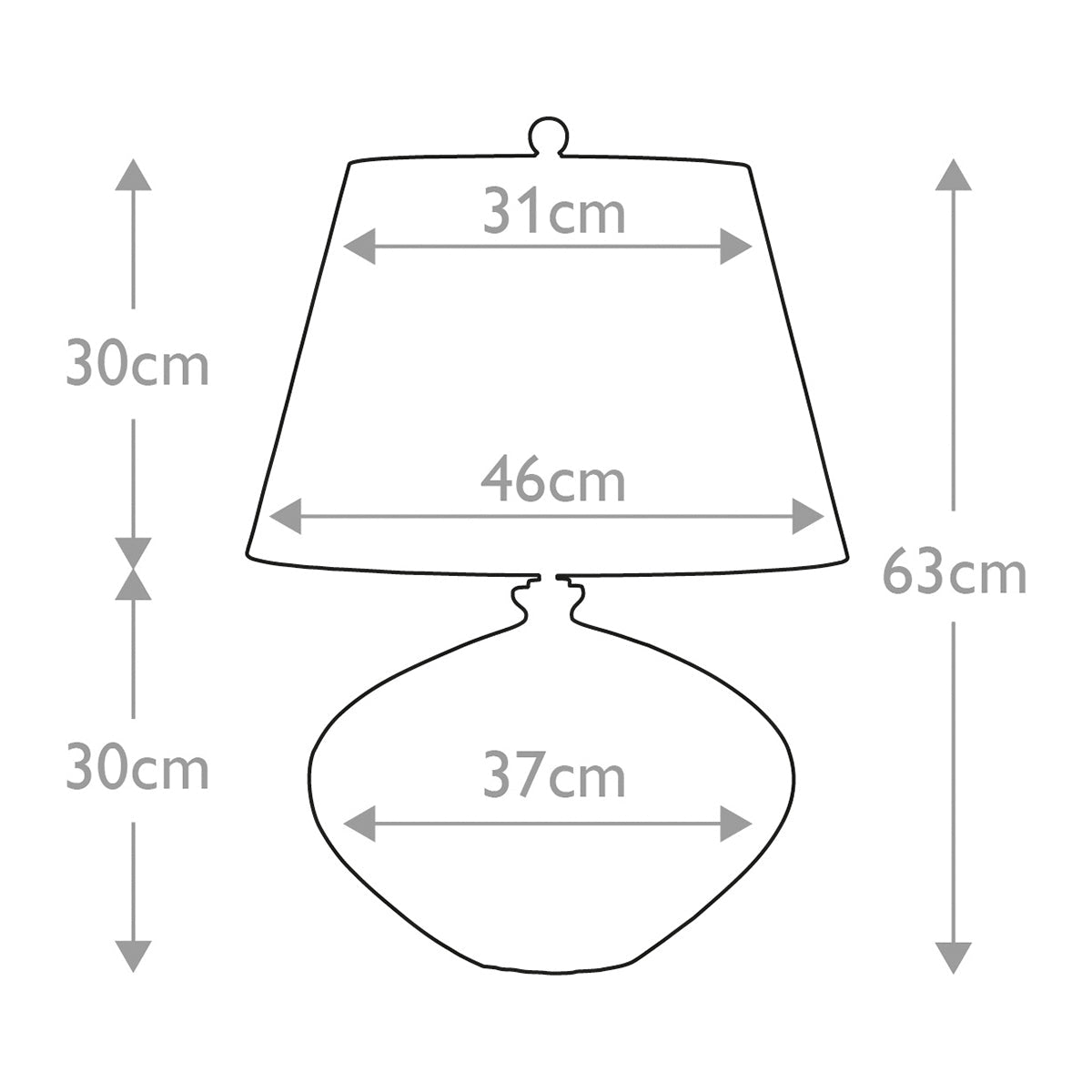 Elstead Rib Tischlampe Braun, Schwarz – Massskizze
