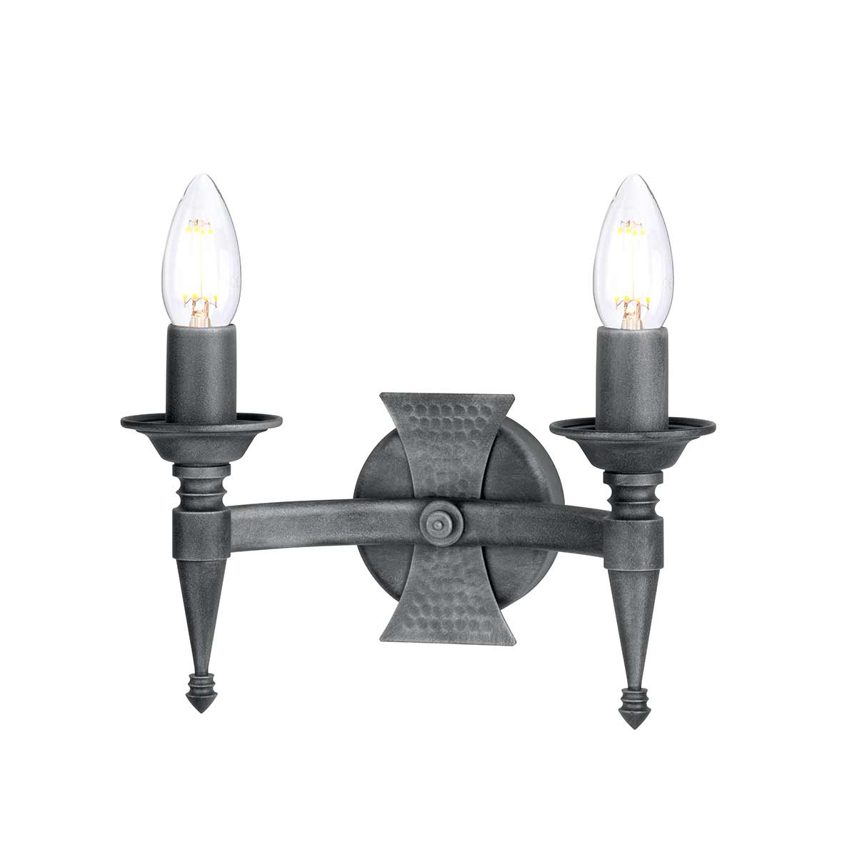 Elstead Saxon Wandleuchte Schwarz, Silber