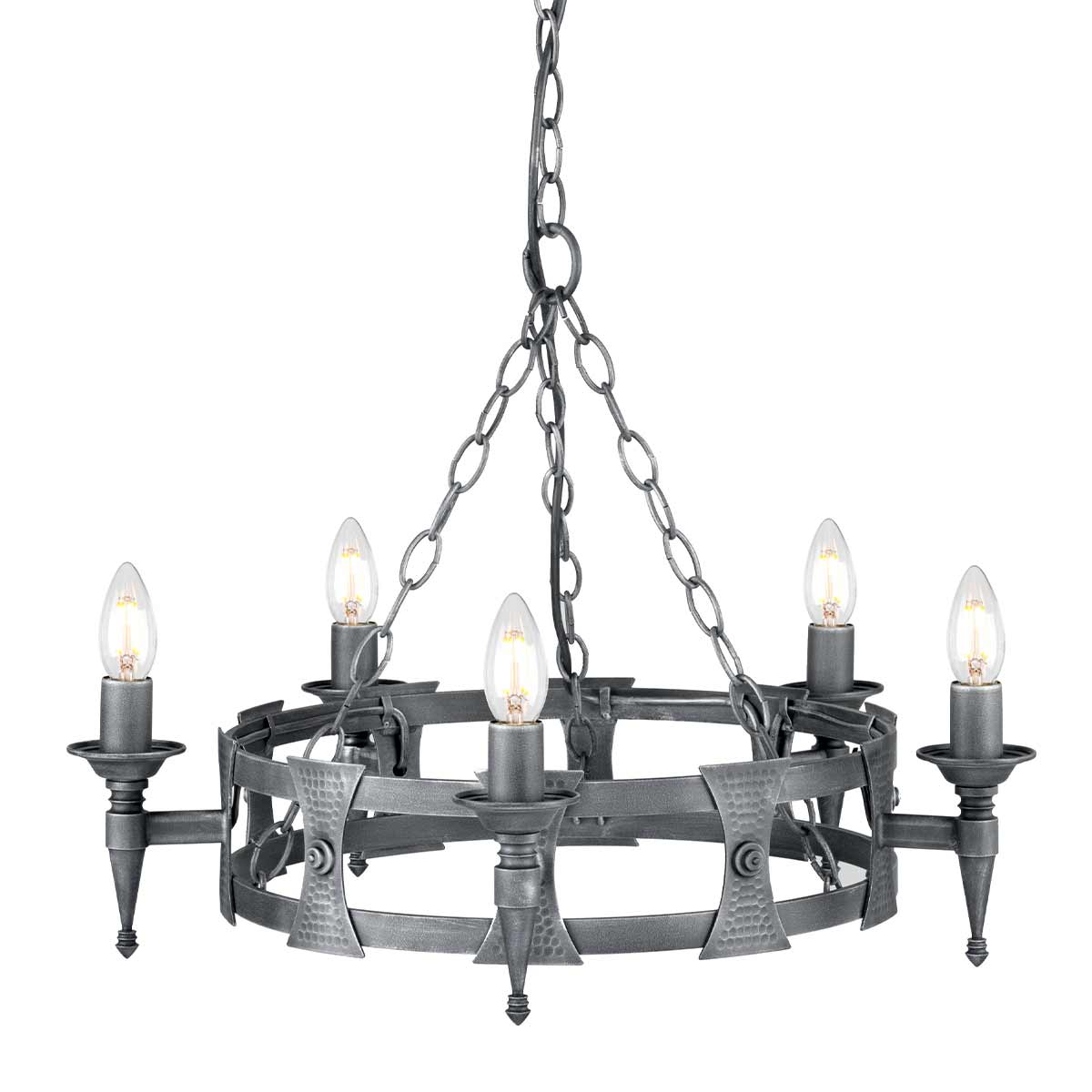 Elstead Saxon Kronleuchter Schwarz, Silber – Wohnambiente