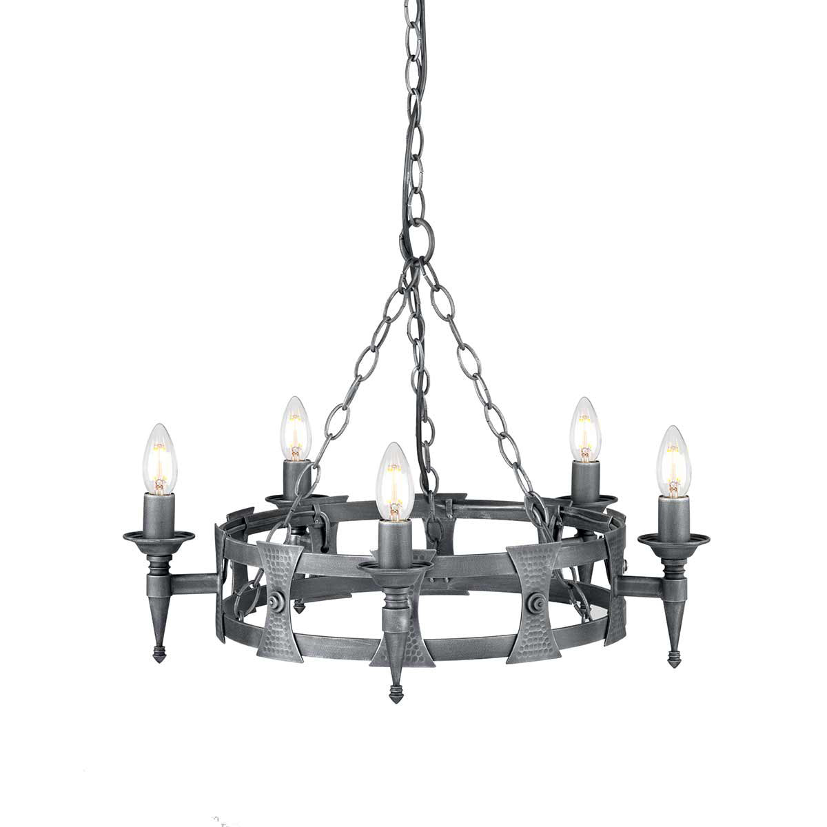Elstead Saxon Kronleuchter Schwarz, Silber