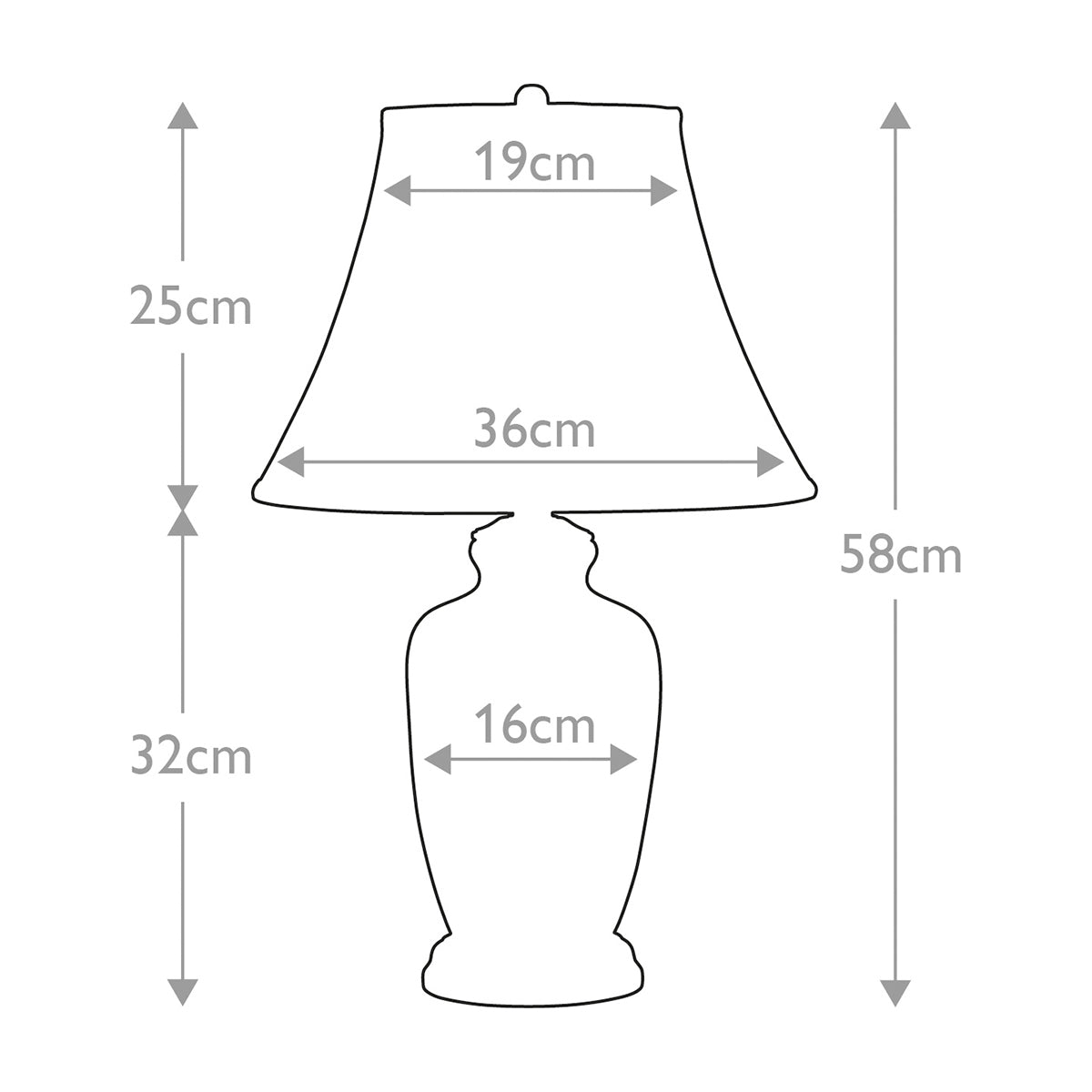 Elstead Silver Tischlampe Weiß, Silber – Massskizze