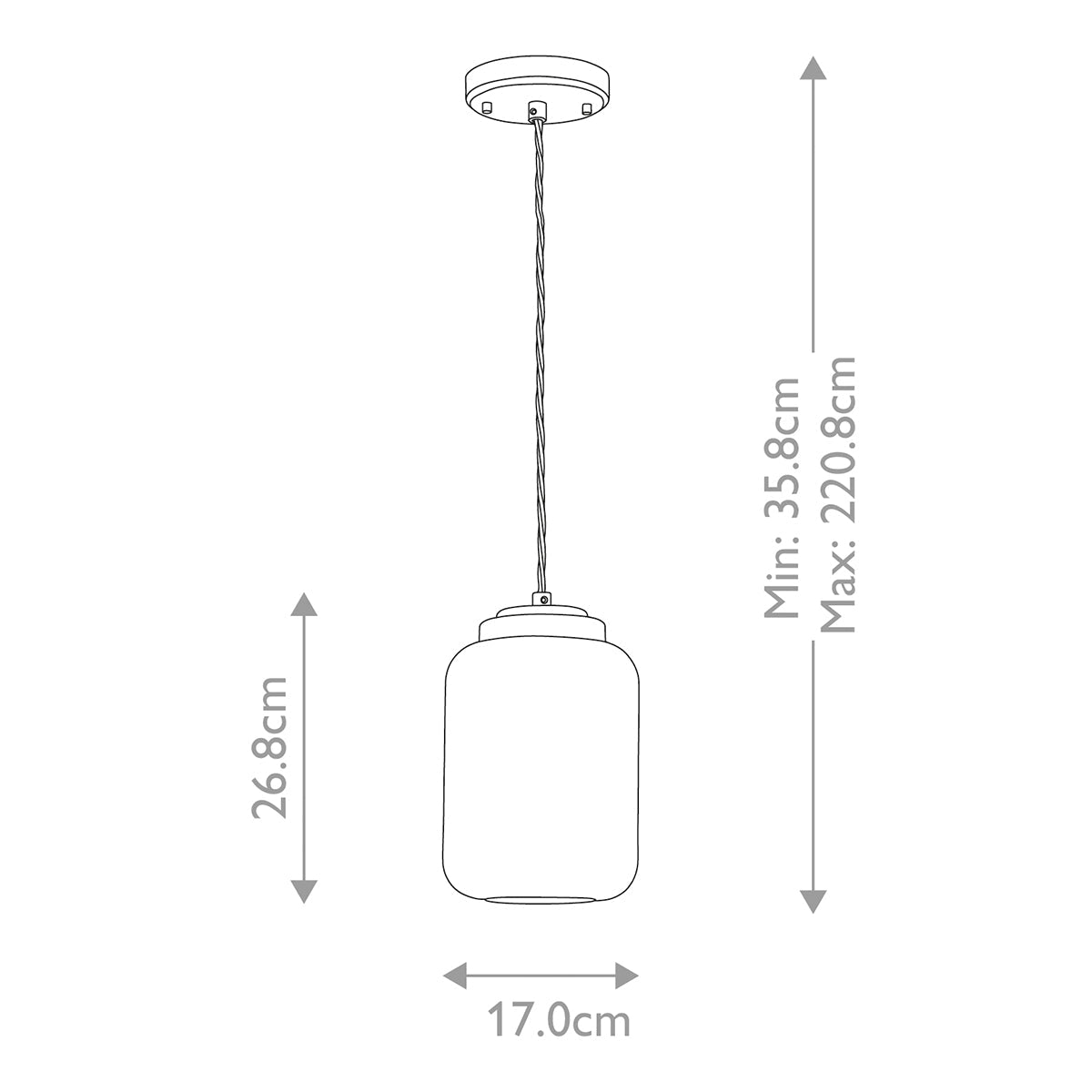 Elstead Sola Pendelleuchte Nickel – Massskizze
