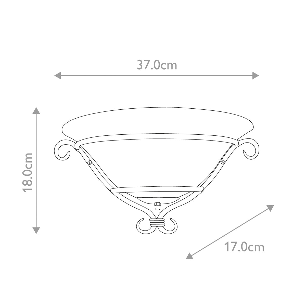 Elstead Torchiere Wandleuchte Schwarz – Massskizze