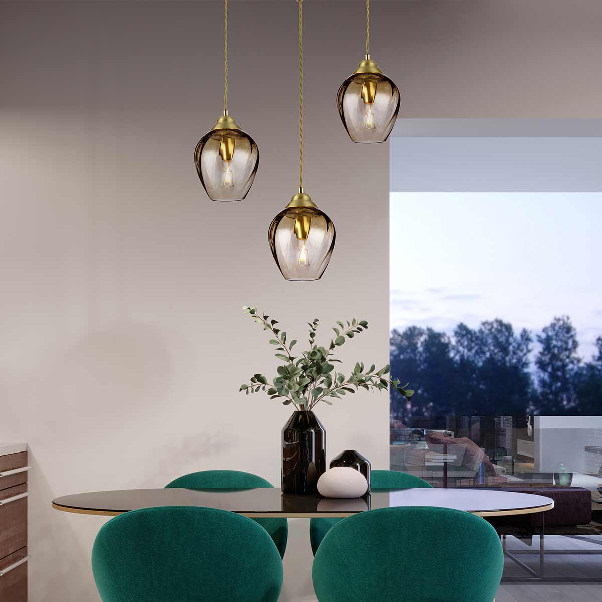 Elstead Tiber Pendelleuchte Messing – Detailansicht 4