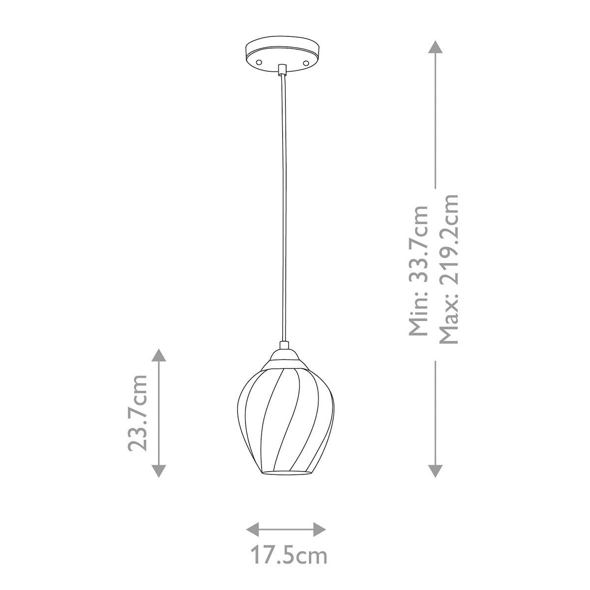 Elstead Tiber Pendelleuchte Nickel – Massskizze