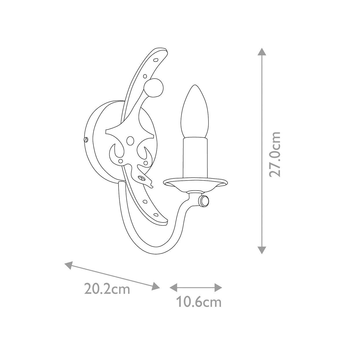 Elstead Windsor Wandleuchte Graphit – Massskizze
